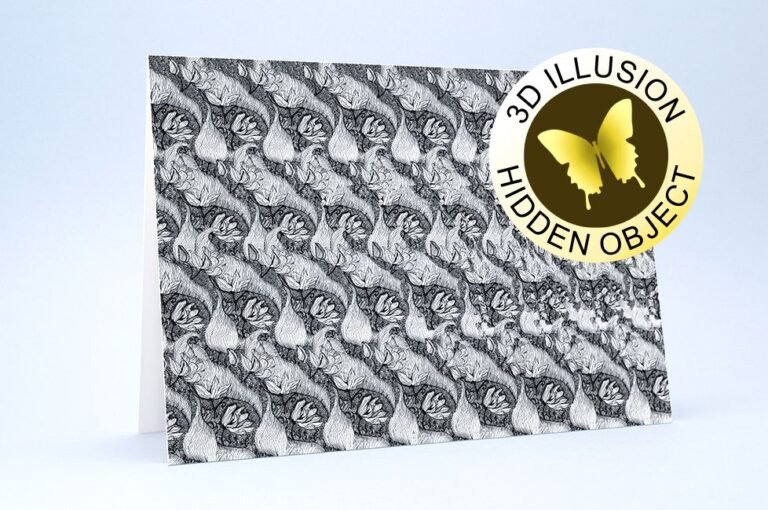 Greeting card with envelope butterfly 3d stereogram 0