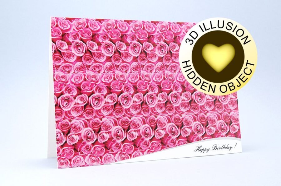 Greeting card with envelope roses happy birthday 3d stereogram 0