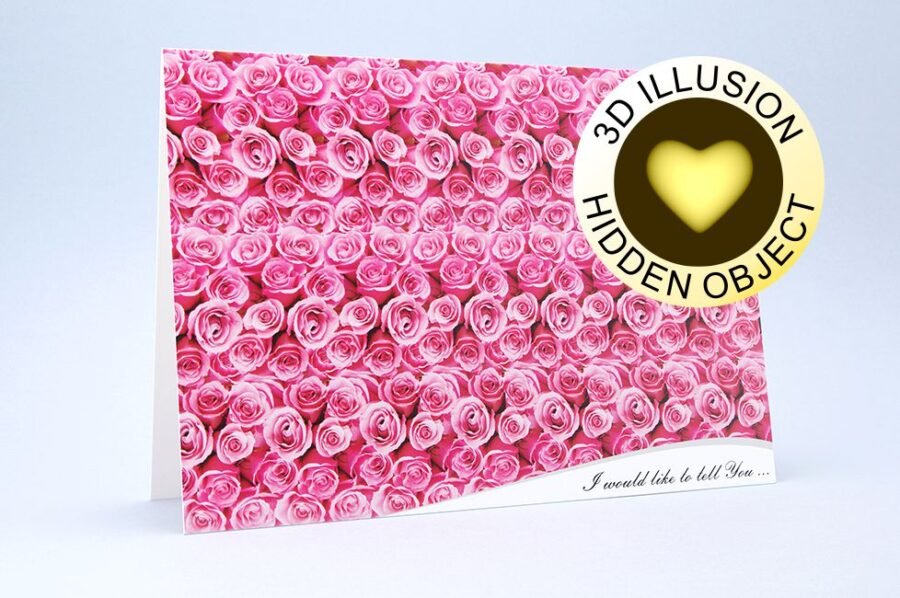 Greeting card with envelope roses i would like to tell you 3d stereogram 0