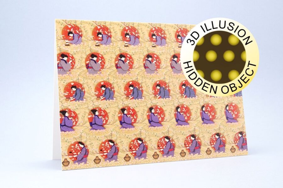 Greeting card with envelope women in bubbles 3d stereogram 0