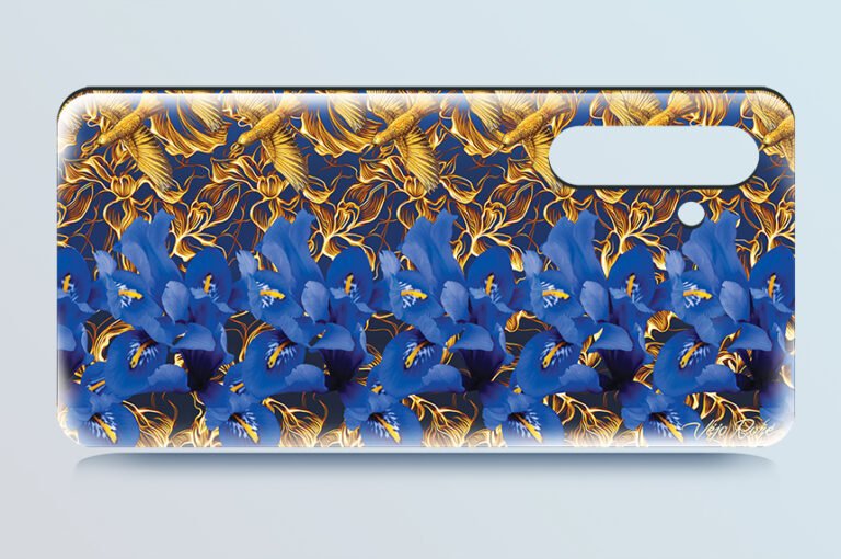 Blue irises 3d stereogram phone case 0