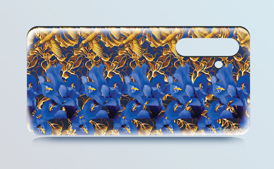 Blue irises 3d stereogram phone case 0