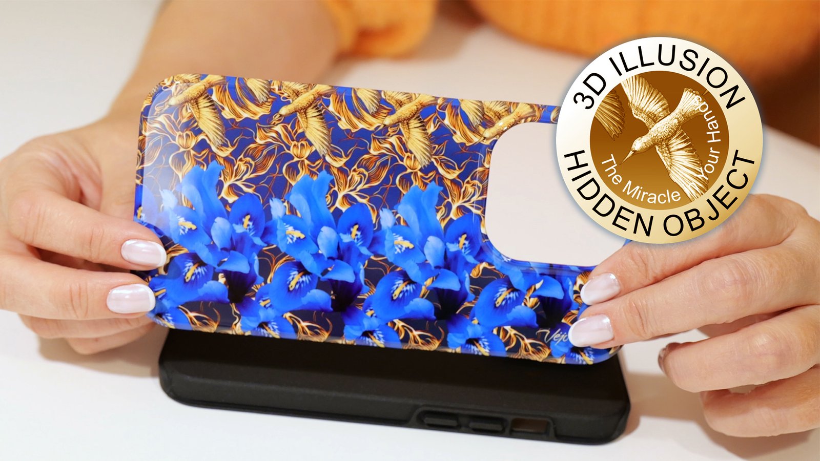 Blue irises 3d stereogram phone case