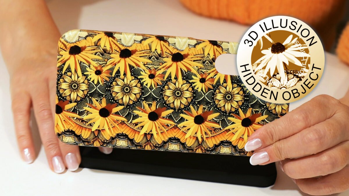 Orange flowers 3d stereogram phone case