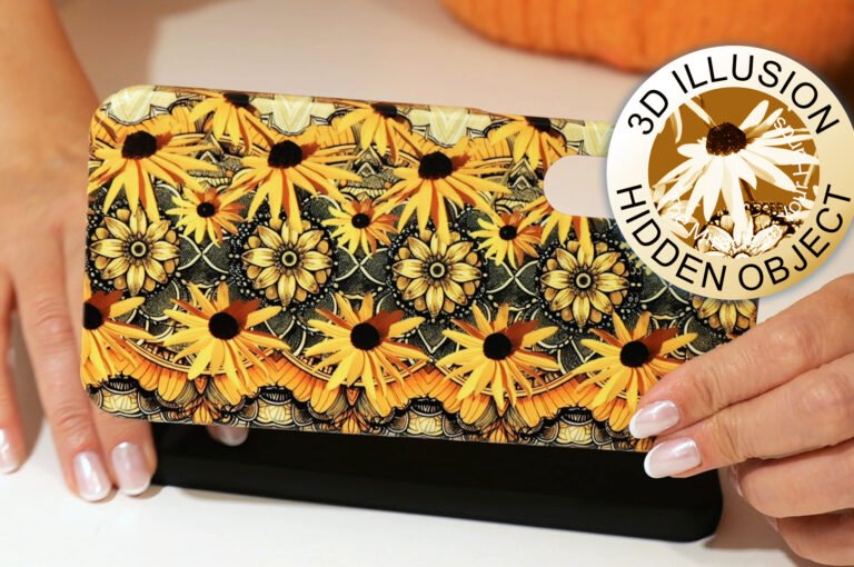 Orange flowers 3d stereogram phone case