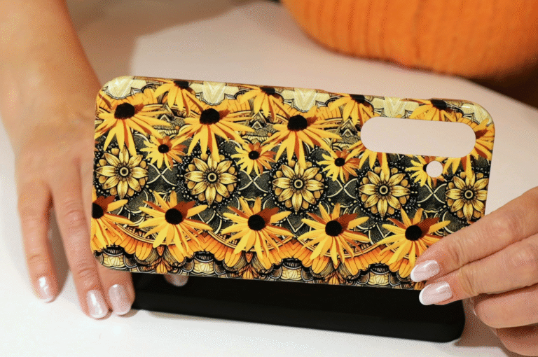 Orange flowers 3d stereogram phone case