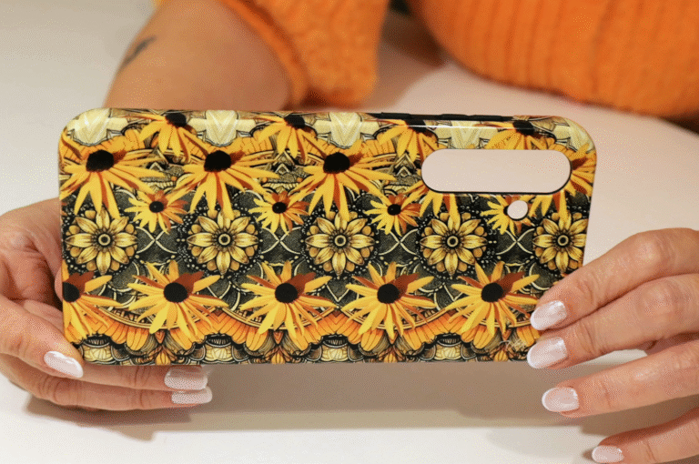 Orange flowers 3d stereogram phone case