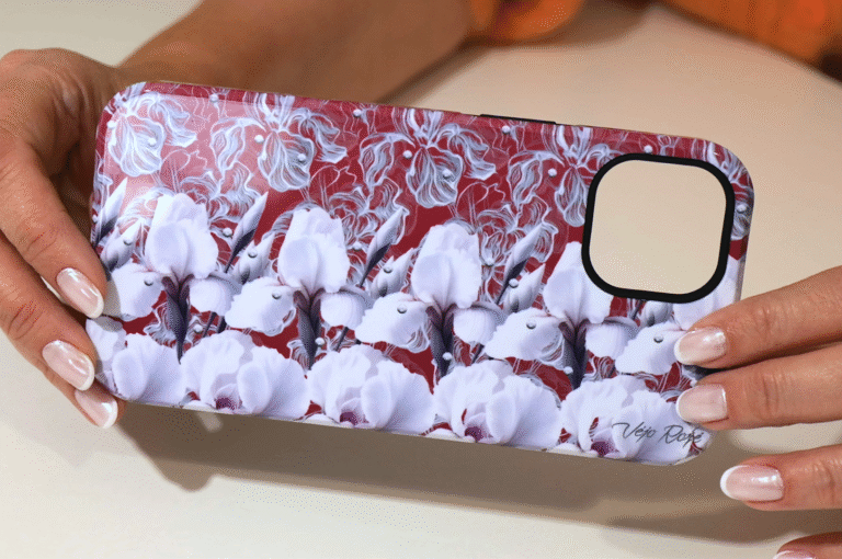 White irises 3d stereogram phone case