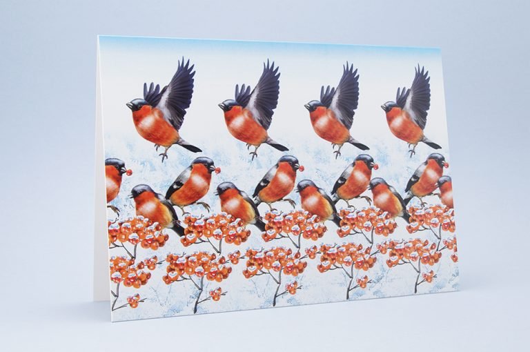 Bullfinches – 3D Stereogram Greeting Card with Envelope